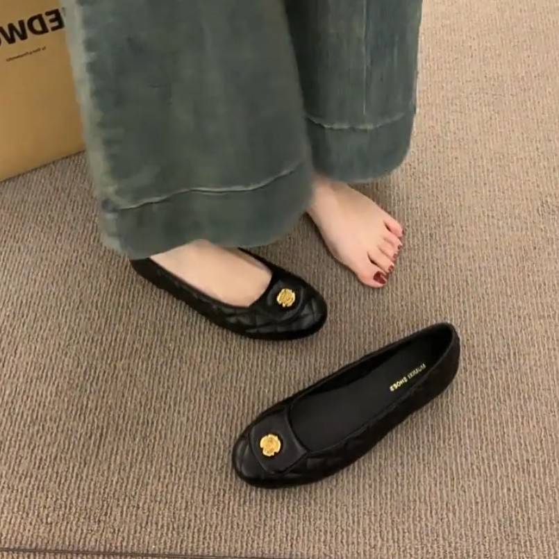 Black Flat Camellia 2026 Early Spring New Style Chanel-Inspired Mary Jane Women's Shoes Spring/Summer Ballet Flats