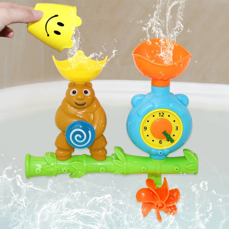 Baby Bath Toy Bear Water Wheel Spinner Bathroom Water Play Toy for Infants and Toddlers Educational Toy