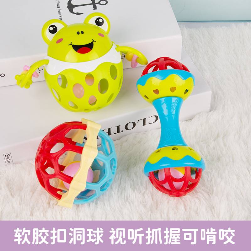 Hong Kong Bear Baby Frog Hand Ball Educational Animal Soft Rubber Rattle Soft Rubber Ball Rattle Hand Ball Toy