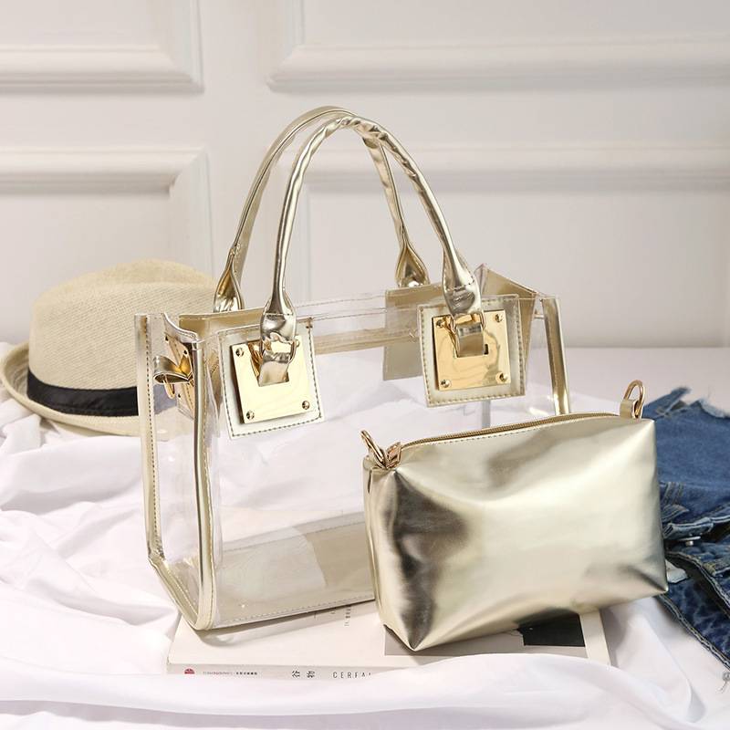 2025 New Simple Pvc Transparent Satchel Jelly Bag Large Capacity Multi-Purpose Beach Bag Cross-Body Shoulder Bag