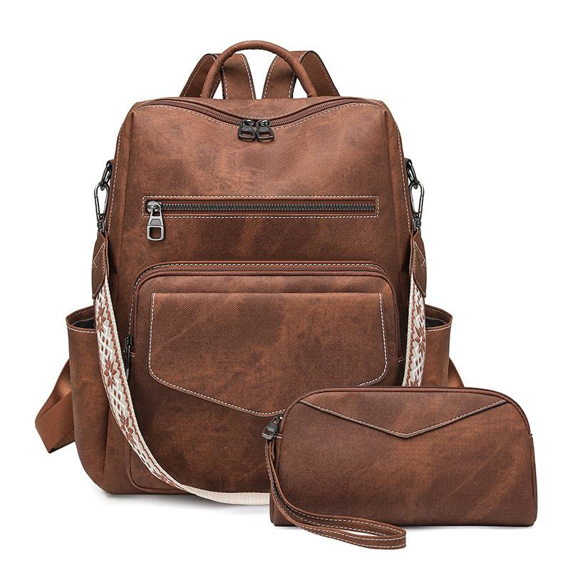 Cross-Border Women's Backpack, New Pu Lacquered Commuter School Bag, Dual-Use Shoulder Bag, Multi-Compartment, Large Capacity Backpack