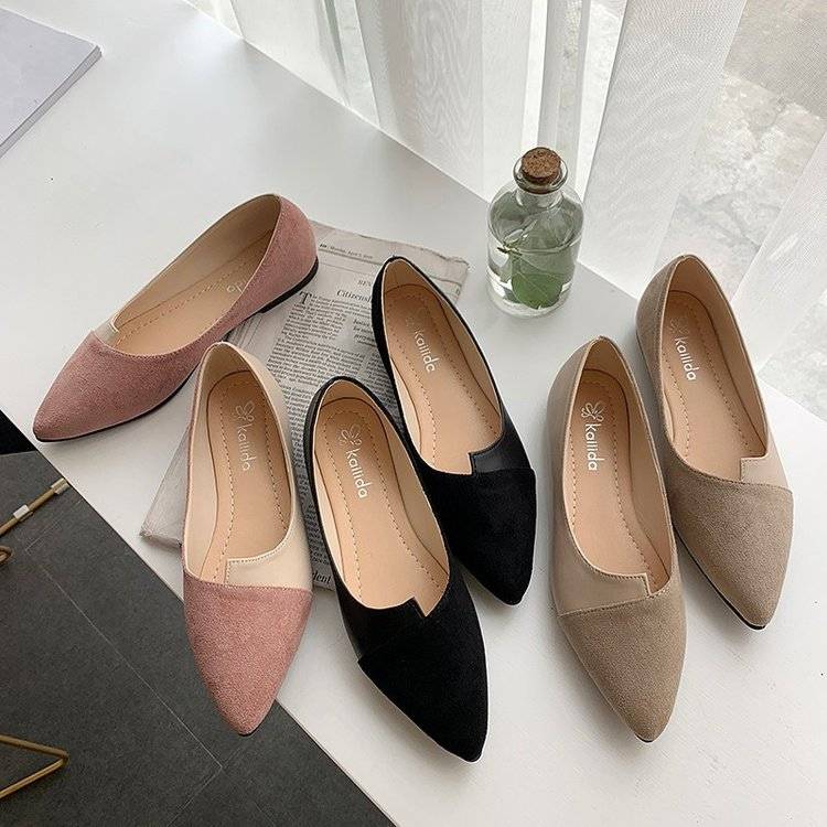 2024 Spring New Women's Shoes Fashion Color Matching Evening Shoes Shallow Mouth Outerwear Pointed Toe Flat Small Shoes Women's Wholesale