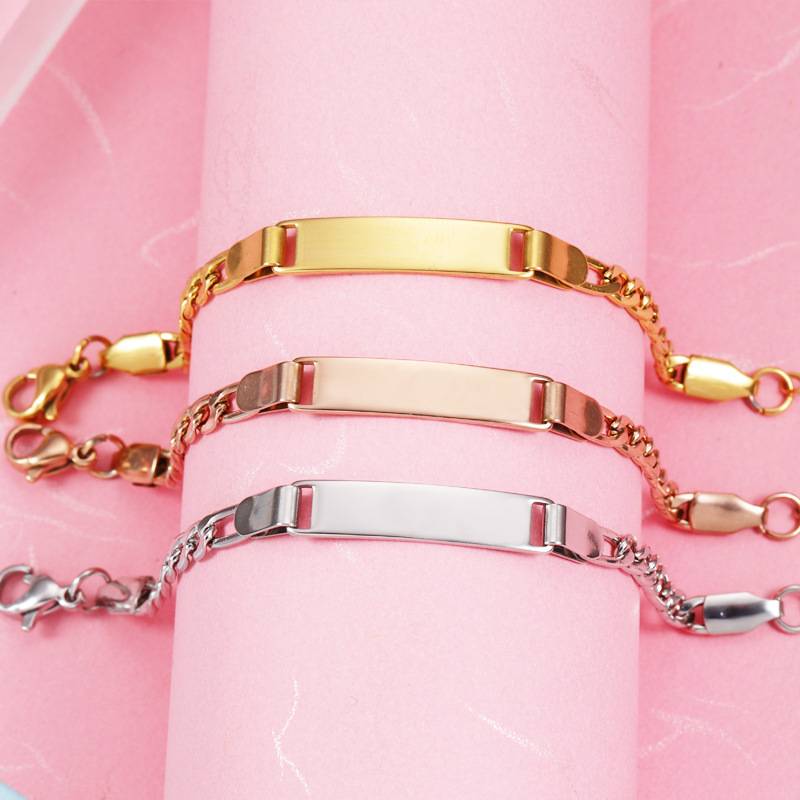 Foreign Trade New Product, Personalized Fashionable Children's Gift, European and American Style Hand Jewelry, Stainless Steel Laser Engraving Bracelet