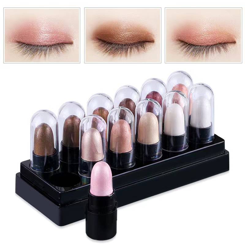 Cross-border makeup bestseller: 12-color pearlescent eyeshadow set, one-touch application, easy-to-use eyeshadow palette, waterproof, foreign trade makeup