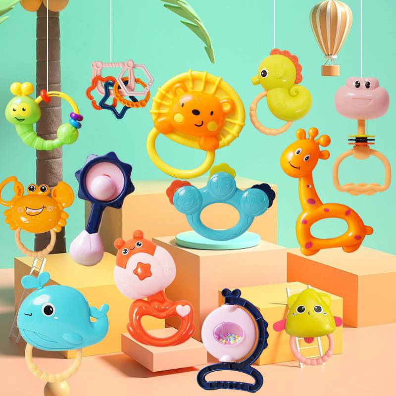 Foreign trade baby toys newborn hand rattle sand hammer tooth glue bed Bell rattle set baby toys 0-3 years old