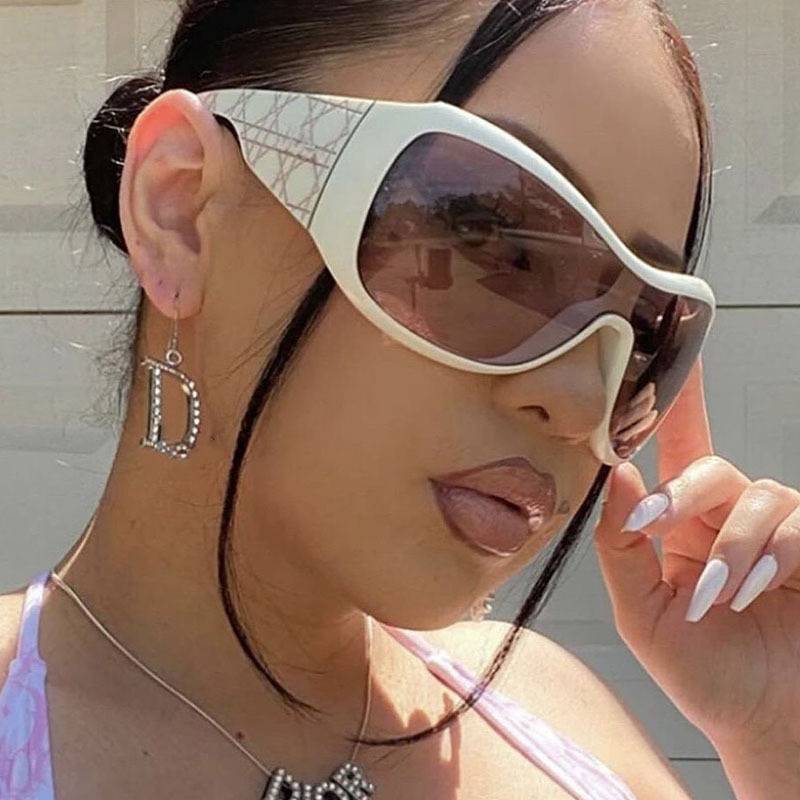 Oversized Frame Mask Sunglasses Outdoor Y2K European and American Trendy Fashion Sunglasses Anti-Uv Sports Sunglasses