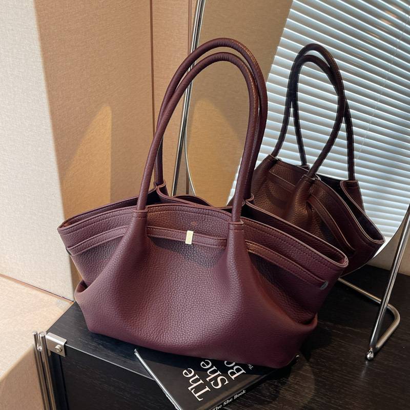Niche Luxury Solid Color Tote Bag for Women 2026 Early Spring New Casual Versatile Underarm Bag Commuter Shoulder Handbag
