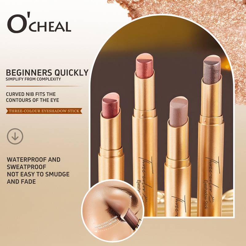 Ocheal Southeast Asia Three-Color Eyeshadow Stick with Fine Pearlescent Gradient Eyeshadow Glitter for Lazy Beginners Eyeshadow Stick Cross-Border