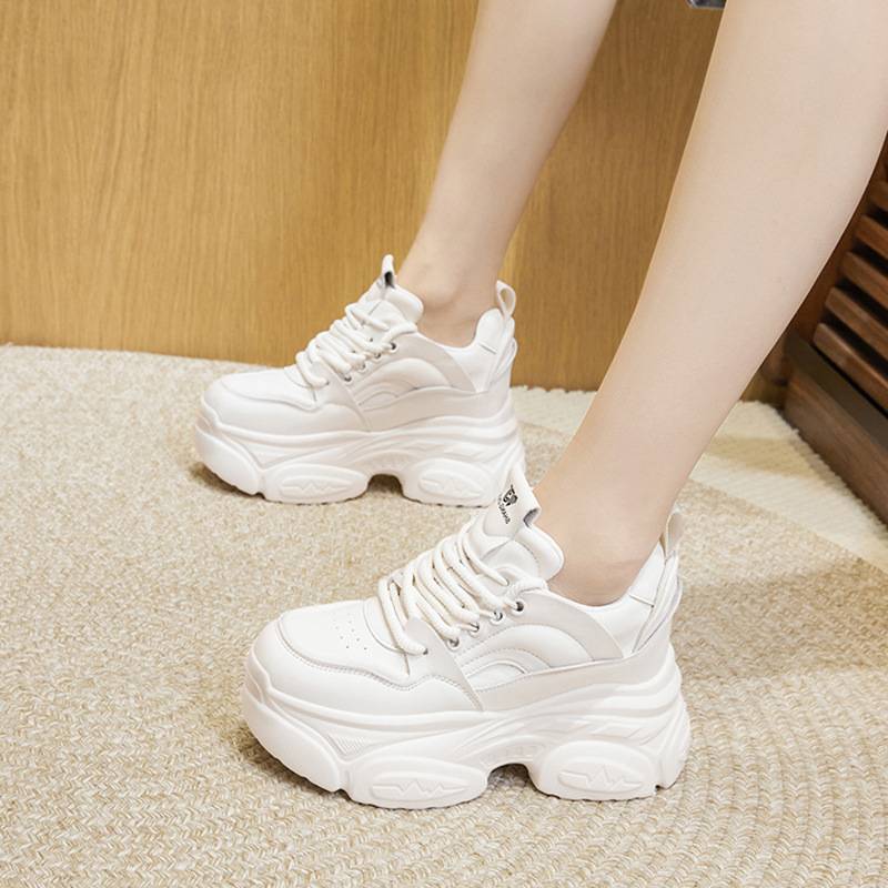 Thick-Soled Dad Shoes for Women 2026 New Spring Style Height-Increasing Women's Shoes Black Casual Sneakers Versatile Trendy Shoes for Women
