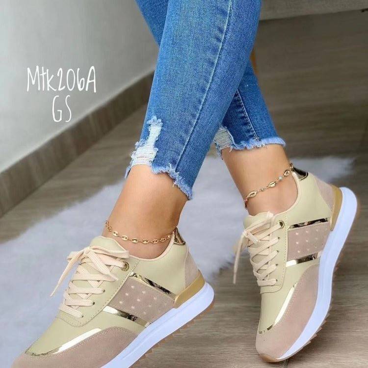2025 New Women's European and American plus size Sports Casual Shoes Thick Sole Front Lace-up Fashion Sports Shoes in stock Batch
