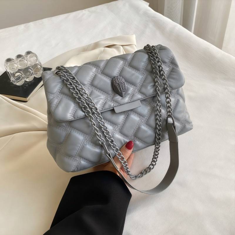 Cross-Border New Style Chanel-Inspired Shoulder Bag, Simple and Fashionable, Designer Bag with Quilted Chain for Women