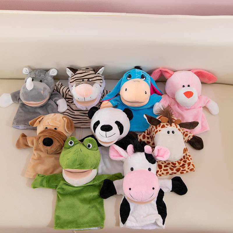 Hand Puppet Toy Animal Set, Soothing Doll for Performance, Lion with Movable Mouth, Animal Doll, Kindergarten Teaching Prop