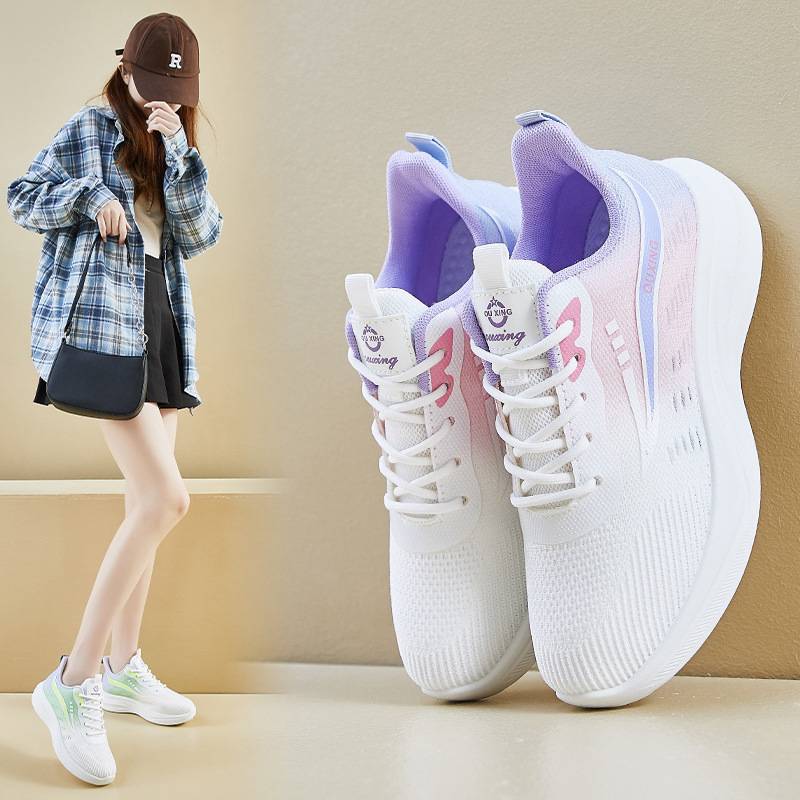 Trendy Korean-Style Fly-Knit Sneakers for Women, 2026 Spring New Model, Student Running Casual Height-Increasing Street Style Fz6602