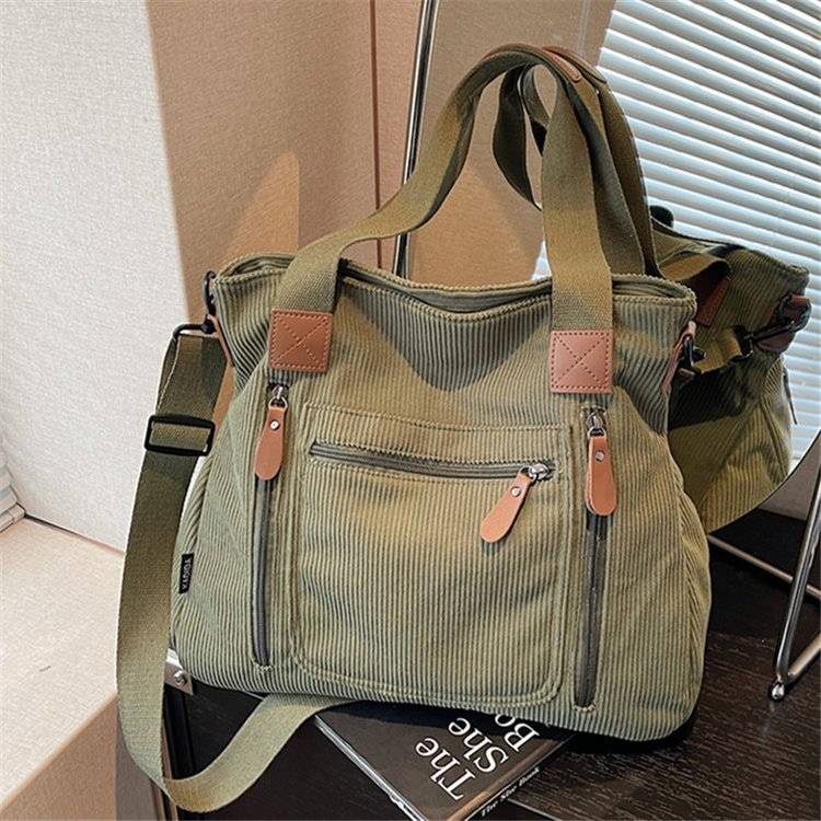 New 2025 Pure Color Canvas Women's Bag Large Capacity Shoulder Bag Student Versatile Tote Bag Hand Bag Crossbody Bag