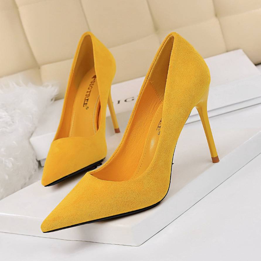 825-3 Korean Style Fashionable Simple Stiletto High Heels Suede Shallow Mouth Pointed Toe High Heels Women's Shoes Sexy Slim Shoes