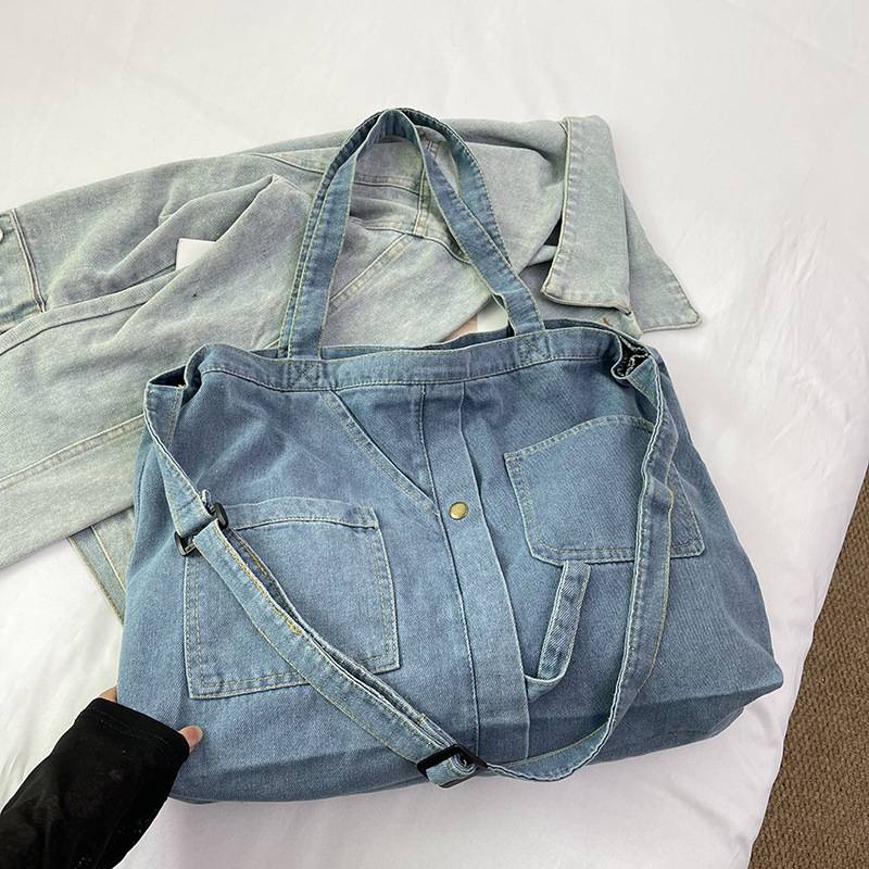 Denim Unisex Shoulder Bag Autumn and Winter New Trendy Japanese and Korean Casual Versatile Large-Capacity Single Shoulder Crossbody Tote Bag