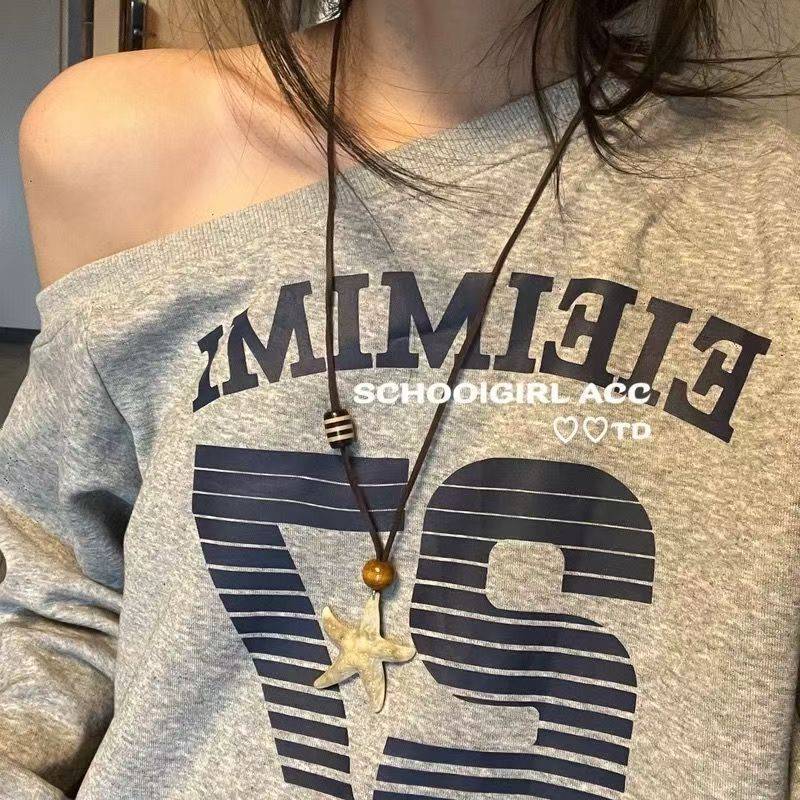 Starfish Long Halter Necklace for Women Summer Korean Ins Niche Decorative Clavicle Chain Seaside Star Accessories Pendant