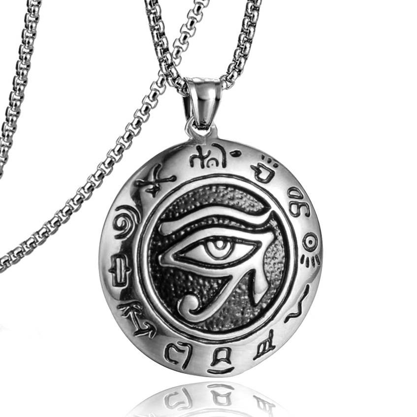 European and American Retro Eye of Horus Pendant Personalized Game King Necklace Creative Punk Men's Stainless Steel Necklace