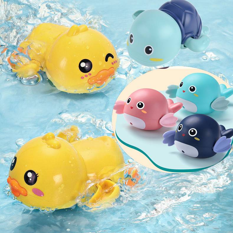 Shake Tone Baby Bathing Toy Water Play Little Duck Chain Wream Little Turtle Bathing Toy Boys Girls Babies
