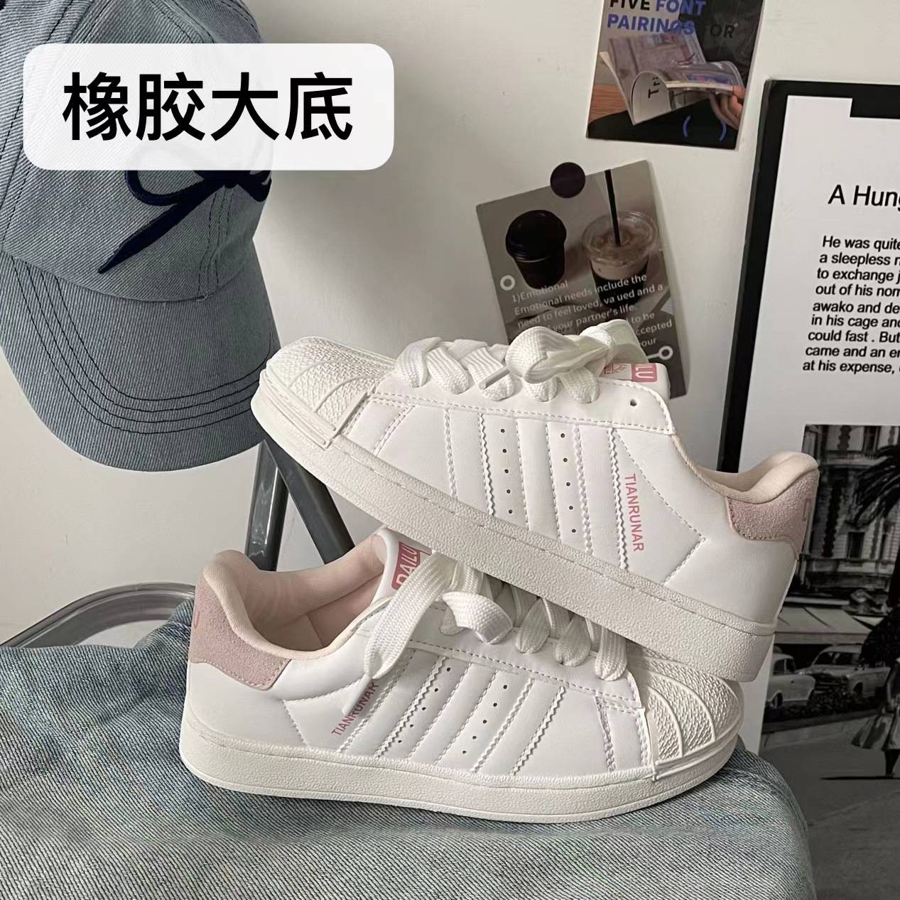 Autumn 2024 new chic student white shoes dessert girl sneaker casual skateboard shoes