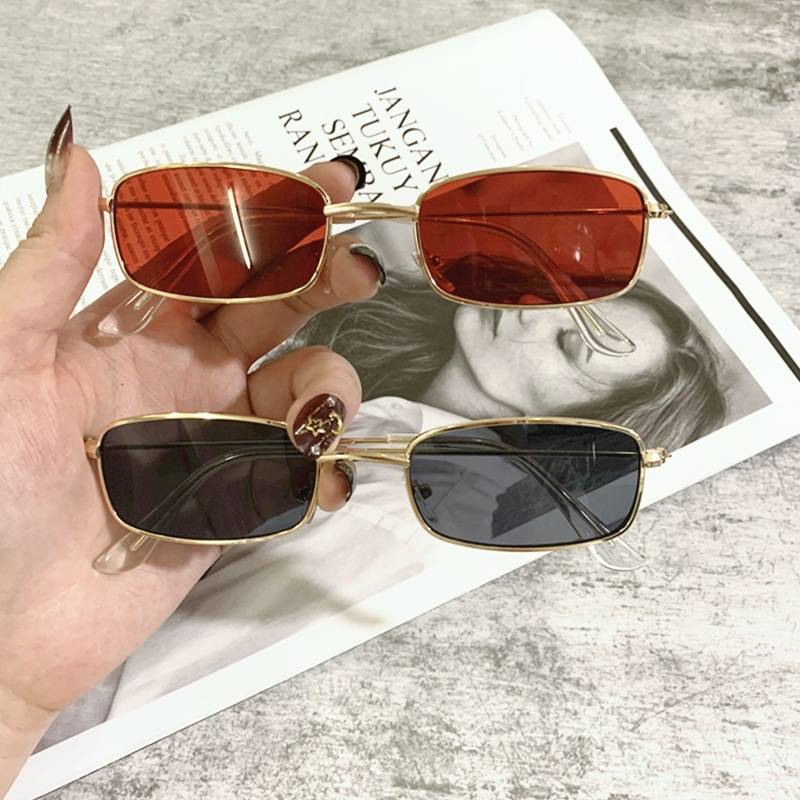 Small square metal sunglasses Korean style retro sunglasses men's trendy sunglasses Internet celebrity same style sunglasses for women