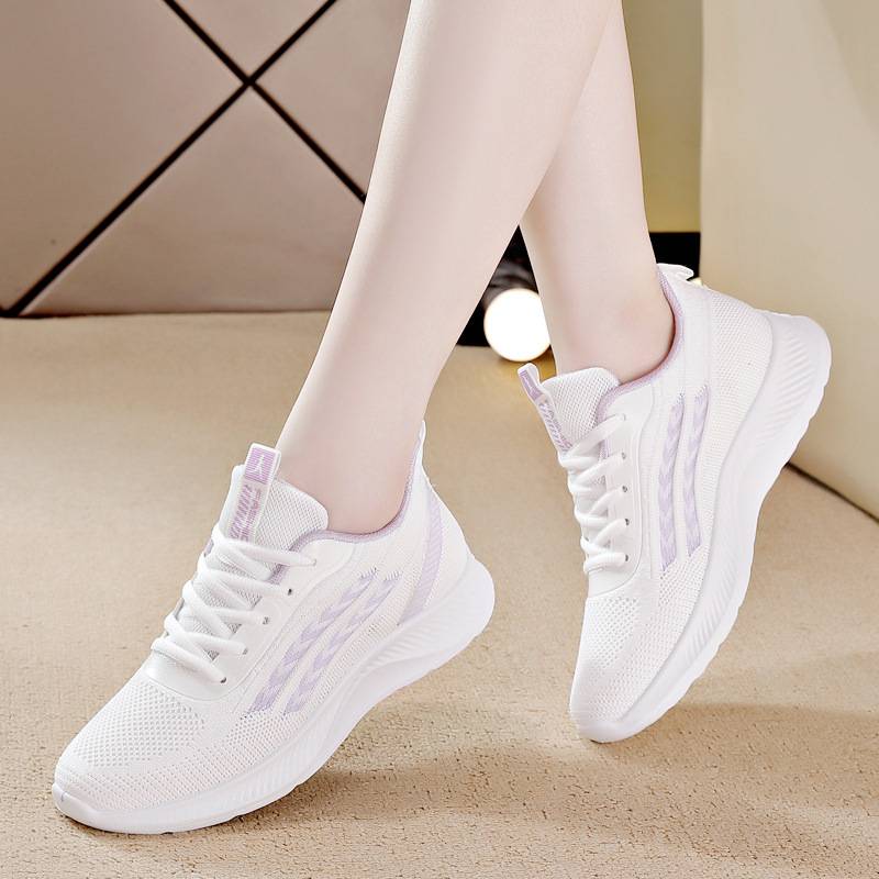 2025 Spring New Breathable Flyknit Sports Shoes for Women, Versatile Flyknit Mesh Flat Lightweight Soft Sole Running Shoes for Women