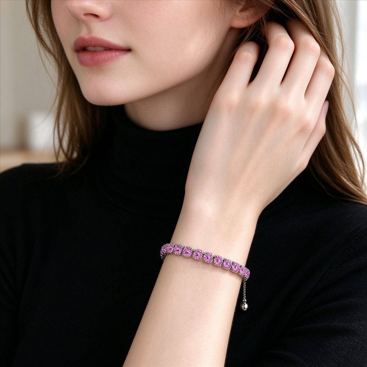 Cross-Border Hot Selling Round 4mm Copper Inlaid Zircon Pull-Out Adjustable Crystal Tennis Bracelet for Women Factory Direct Sales Wholesale