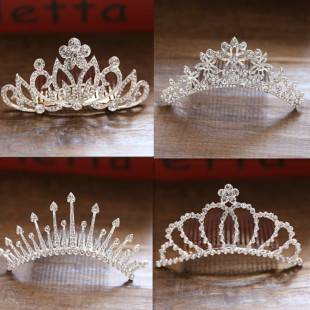 Korean style bride crown jewelry studio wedding headdress rhinestone hair comb hair accessories performance Pearl alloy Crown wholesale