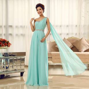 2026 New Style Long One-Shoulder Rhinestone-Embellished Wedding Bridesmaid Company Annual Meeting Piano Performance Slimming Evening Dress