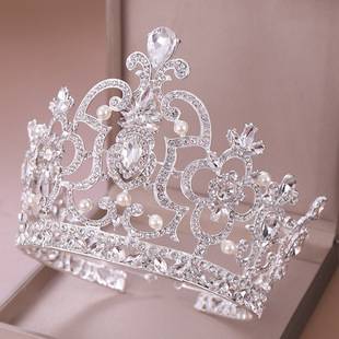 Noble European and American Large Crown 2025 New Alloy Diamond Crystal Bridal Tiara Wedding Jewelry Factory Direct Sale