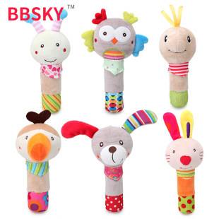 Factory supply BBSKY baby cartoon animal dog owl rabbit bee turtle hand rattle toy
