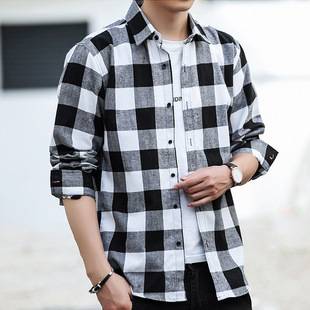 Men's shirt casual brushed plaid plus size shirt men's long sleeve foreign trade cross-border wholesale hot sale