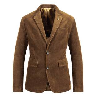 58179 Spring and Autumn New corduroy suit retro casual flat jacket men's solid color suit
