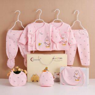 Infants and Toddlers 0-3 Months Cotton Wool Baby Clothes Four-Season Cotton Seven-Piece Set Dual-Use Monk Clothes Newborn Gift Box