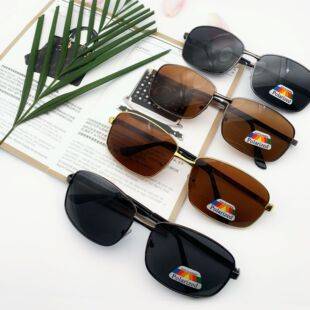 Polarized Glasses for Fishing, Driving, and Travel, Men's New Single-Bridge Square Frame Anti-Glare Sunglasses Wholesale