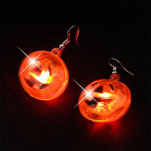 Coolott Halloween Earrings Led Pumpkin Lantern Ghost Festival Luminous Earrings Nightclub Funny Funny Elf