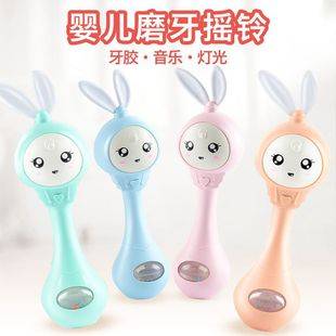 Baby Bunny Rattle Toy 0-1 Year Old Baby Music Rhythm Stick Early Education with Light Molar Soothing