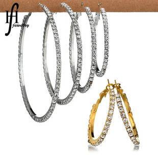 European and American fashion trend exaggerated circle earrings large size diamond round earring bridal jewelry a generation of hair