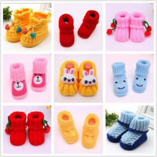 Handmade Finished Knitted Spring & Fall Baby Woolen Shoes Newborn Woolen Shoes Baby Knitted Shoes 0-3-6 Months