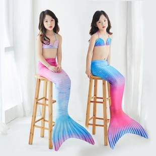 European and American Foreign Trade Children's Mermaid Tail Swimsuit Baby Swimwear with Flippers Girls' Performance Costume Quick-Dry