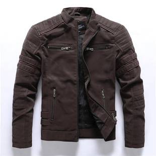 Factory direct men's autumn and winter frosted leather clothing fashion slim sanding PU jacket motorcycle Tide brand slim coat