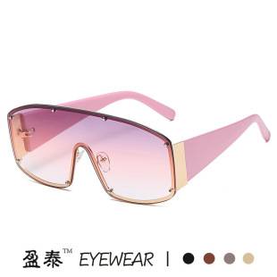 European and American Personality One-piece Sunglasses Large-frame Marine Metal Sunglasses Cross-border Street Photographic Trendy Sunglasses for Men and Women