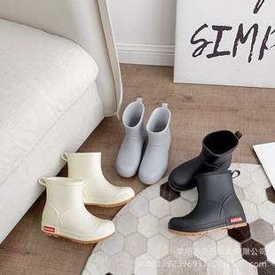 New Fashionable Rain Boots for Women, Waterproof, Non-Slip, Mid-Calf Water Boots, Frosted Rubber Shoes, Men's and Women's Rain Boots, Manufacturer's Spot Wholesale
