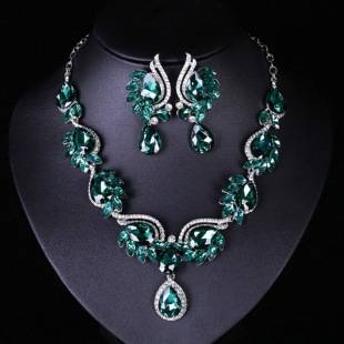 Gem necklace earrings suit fashion bridal banquet dress female accessories