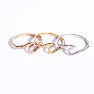 Cross-Border Hot-Selling Titanium Steel Ring, Creative Irregular Herringbone-Shaped Large Wave Ring, Niche Women's Stainless Steel Ring That Does Not Fade