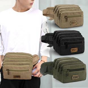 Fanyi's New Canvas Waist Bag for Men, Outdoor Leisure, Large-Capacity Business Cashier Mobile Phone Bag, Wholesale