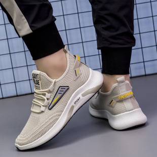 Sports Shoes for Men, Spring New Style, Fly-Woven Mesh Casual Shoes, Foreign Trade Soft-Soled Comfortable Running Shoes, Trendy Men's Shoes