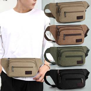 2021 new outdoor leisure canvas waist bag chest Bag Men's stall large capacity cash register mobile phone bag wholesale