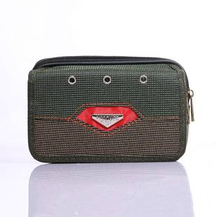 Street Vendor Men's Double Zipper Flap Phone Waist Bag, Oxford Cloth, Multiple Sizes, Horizontal Version, Belt-Worn Phone Bag, Casual and Versatile