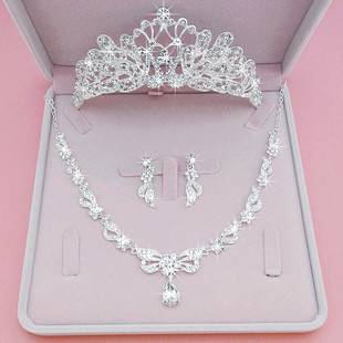 2018 New bridal headdress necklace three-piece Crown wedding accessories bride set manufacturers spot wholesale